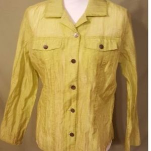 Chicos Blouse Womens Size 1 Sheer Button Down